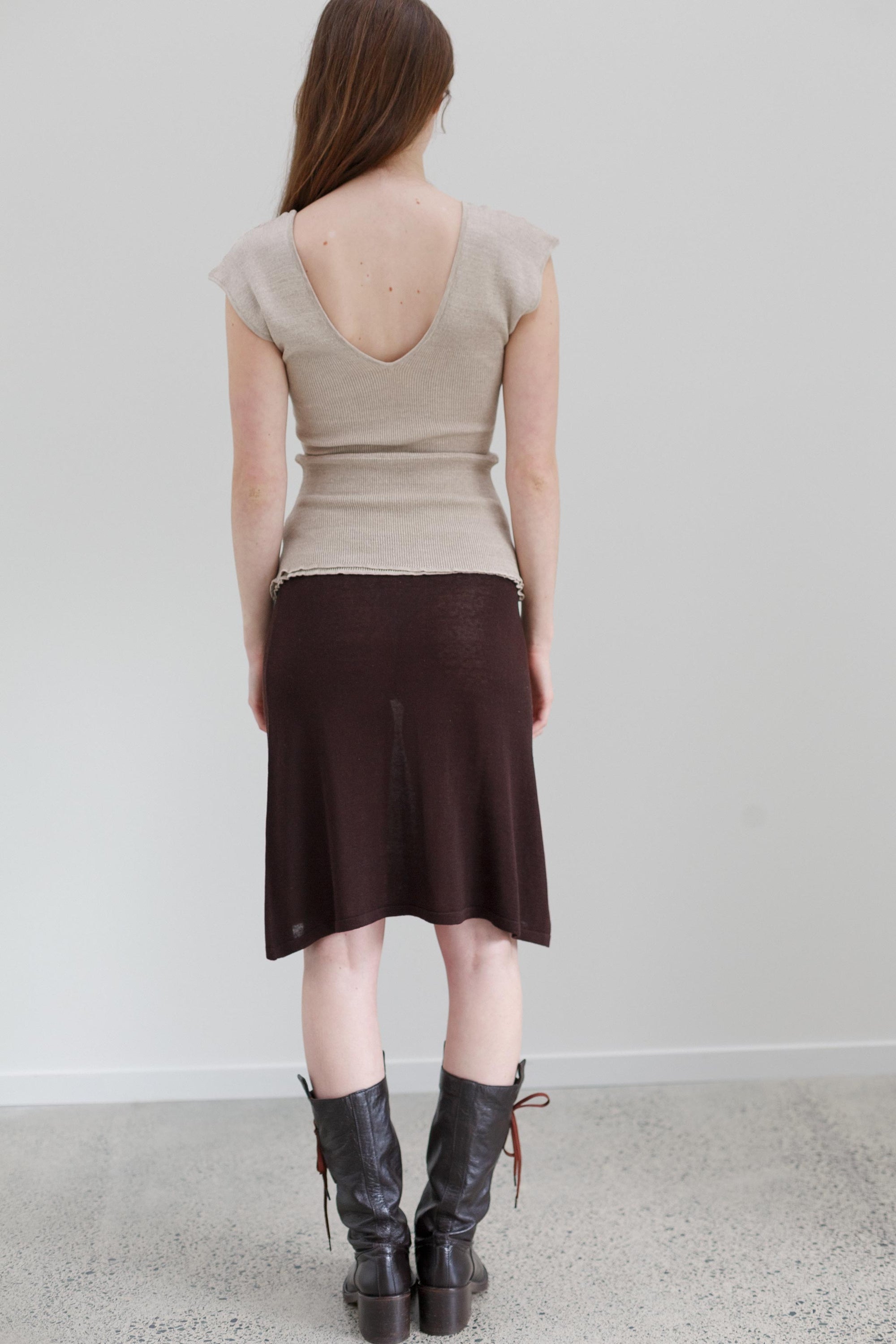 Cantella Silk Skirt - Coffee
