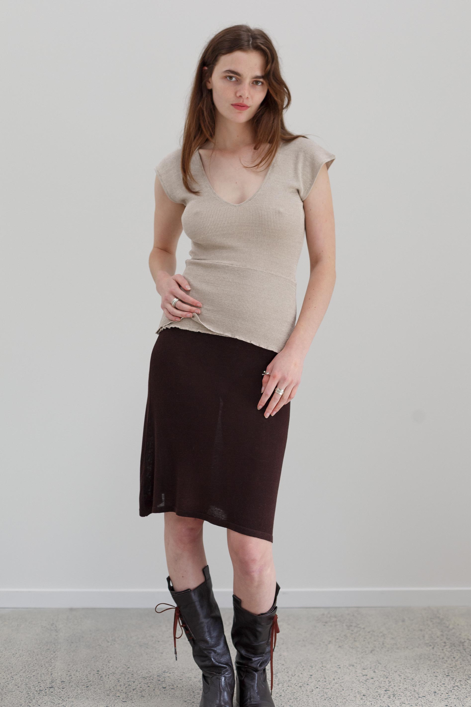 Cantella Silk Skirt - Coffee