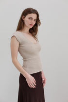 Wha Silk Top - Sand Marl