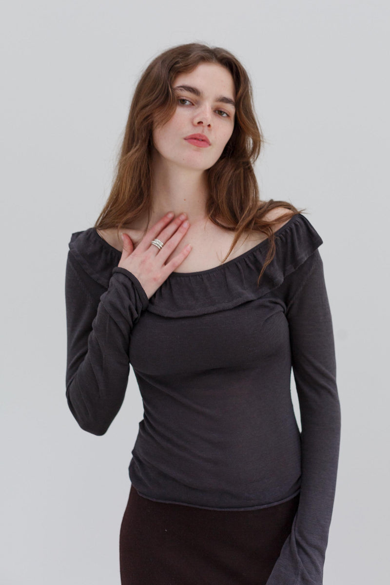 Flower Silk Top - Riverstone