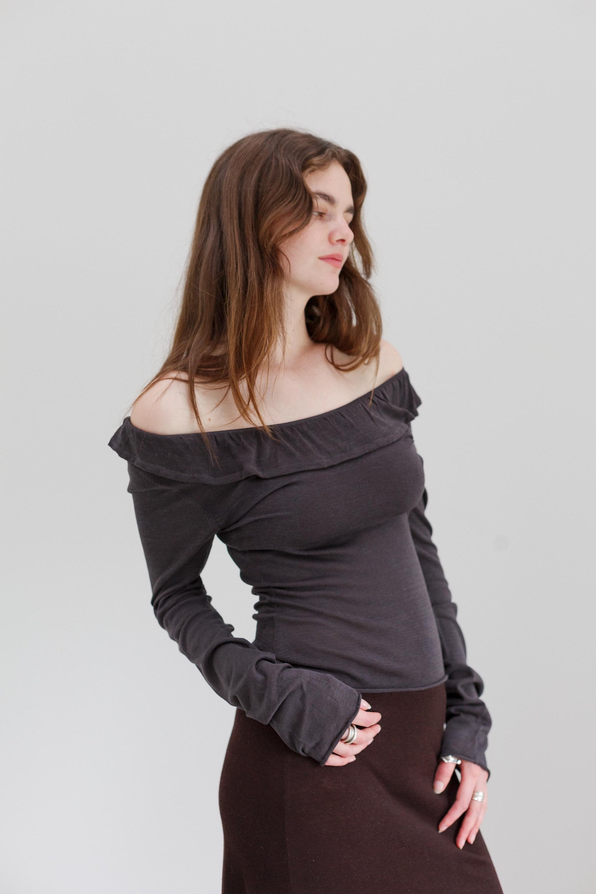 Flower Silk Top - Riverstone