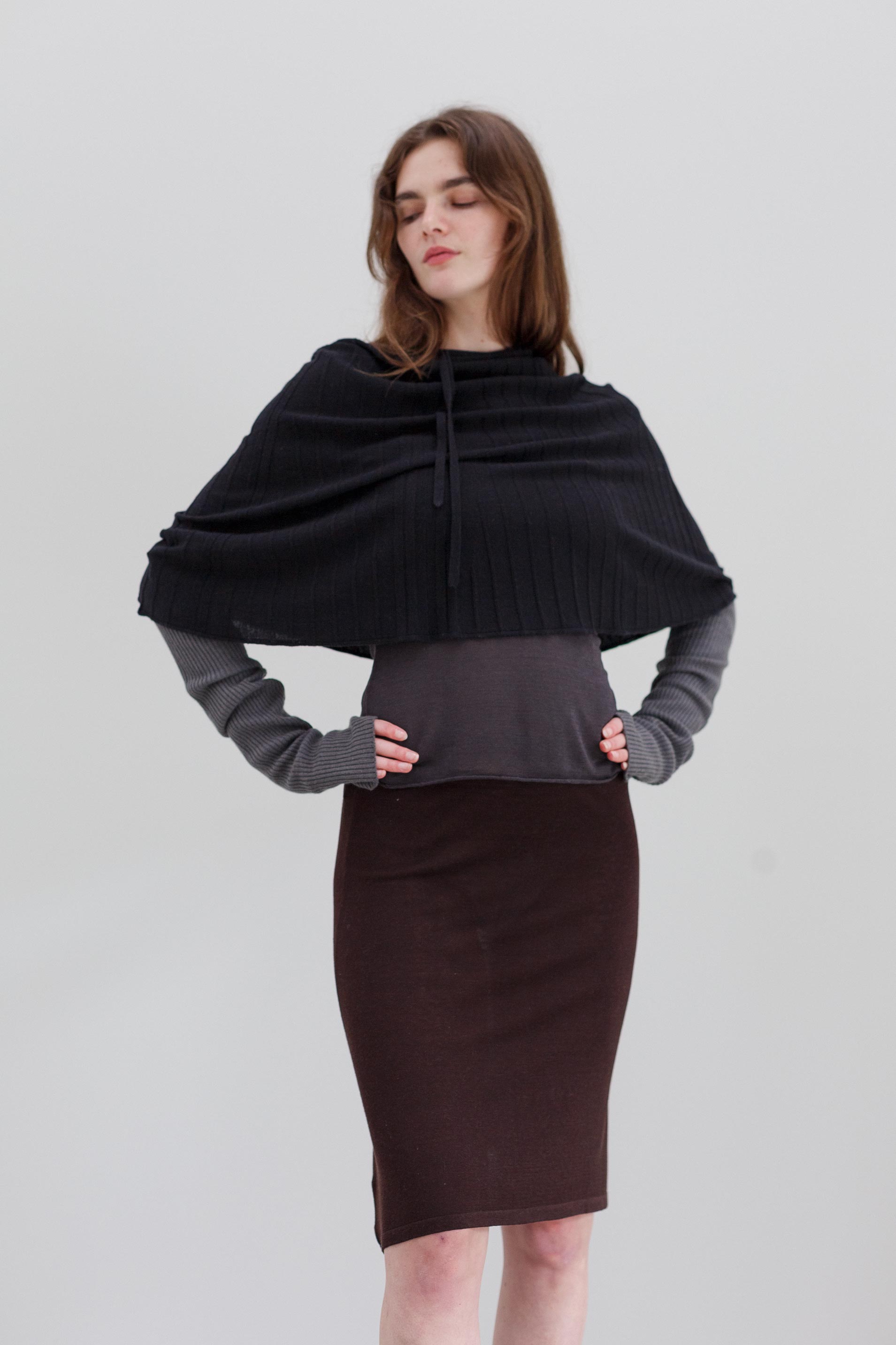 Lyra Cashmere Silk Cape - Black