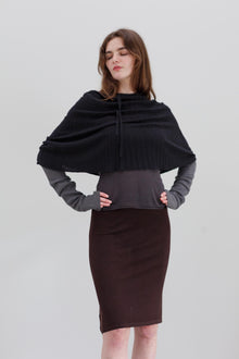 Lyra Cashmere Silk Cape - Black