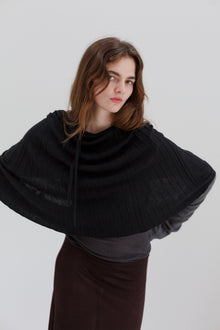 Lyra Cashmere Silk Cape - Black