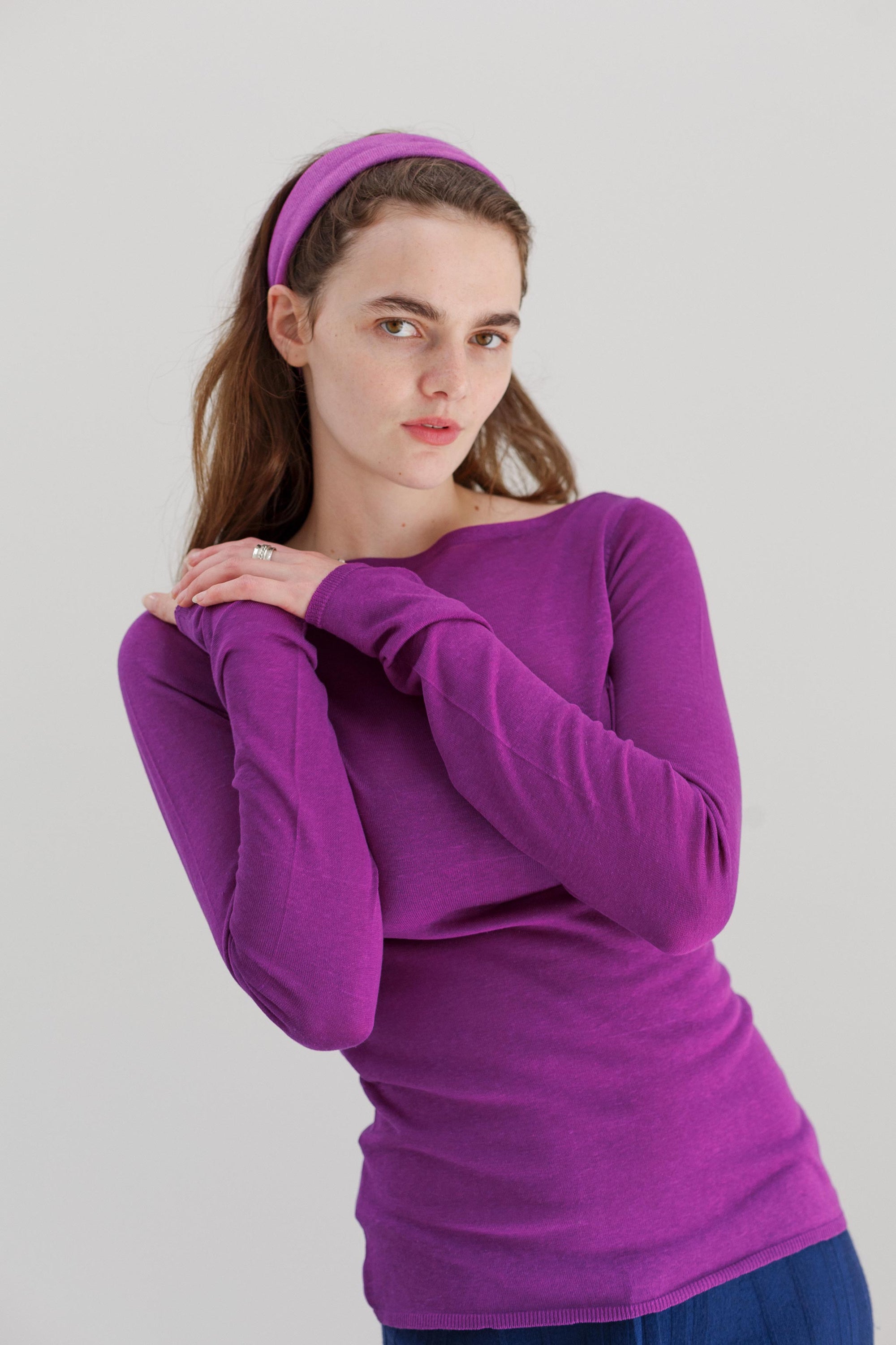 Rei Silk Cashmere Band - Deep Lilac