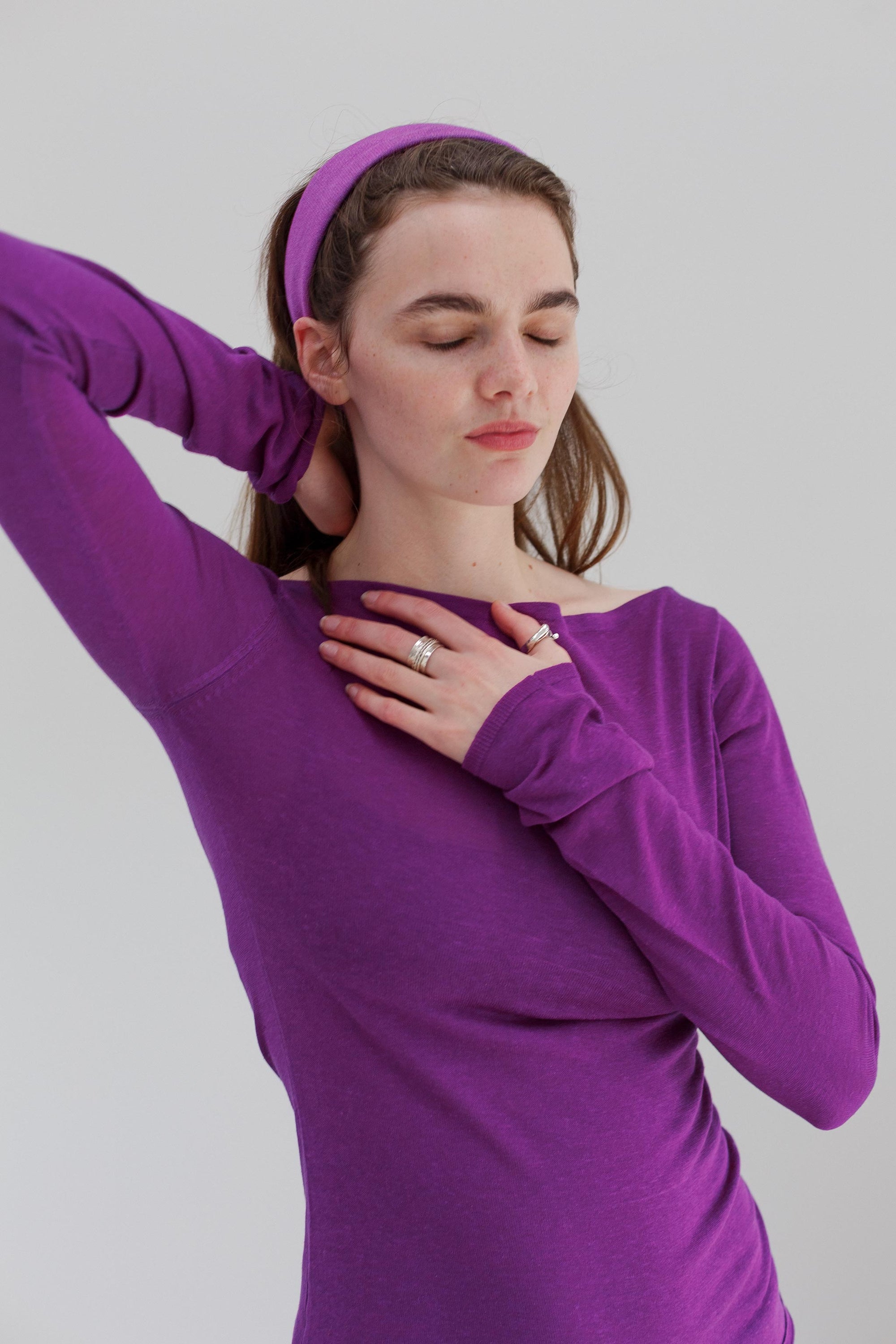 Rei Silk Cashmere Band - Deep Lilac