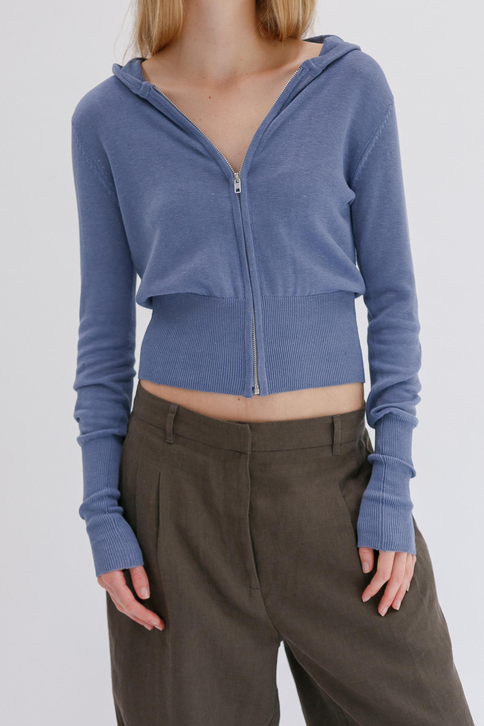 Wes Silk Cotton Hoodie - Bluebell