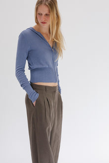 Wes Silk Cotton Hoodie - Bluebell