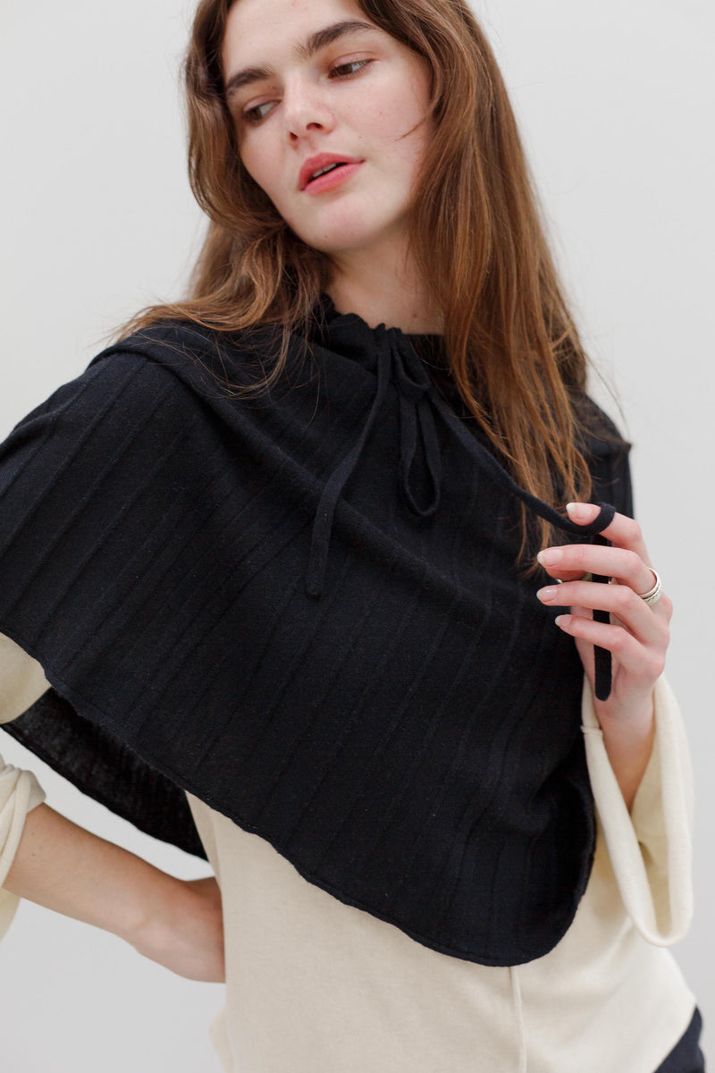 Lyra Cashmere Silk Cape - Black