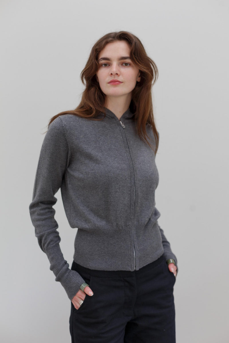 Wes Cashmere Cotton Hoodie - Marl Grey