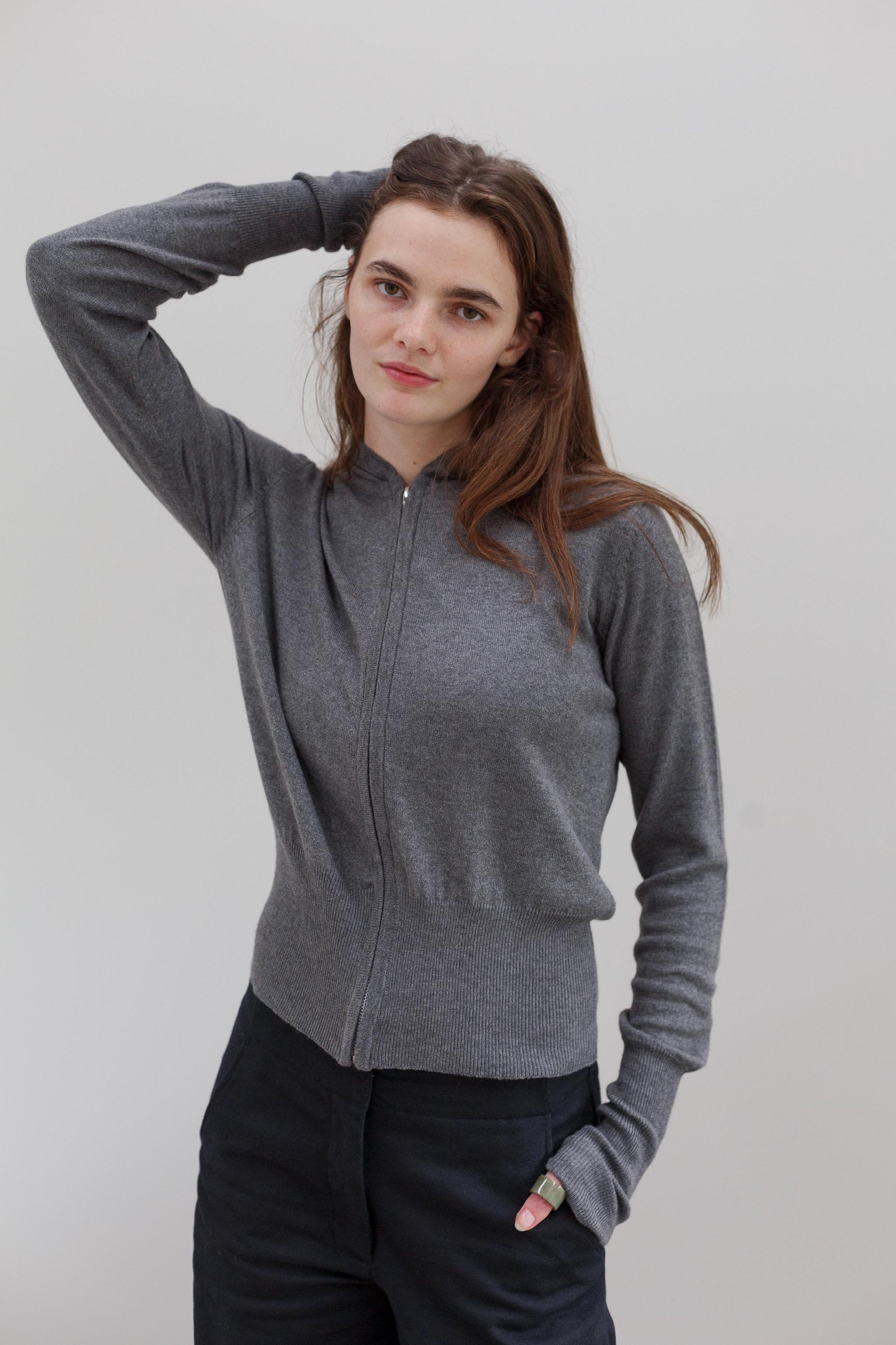 Wes Silk Cotton Hoodie - Marl Grey