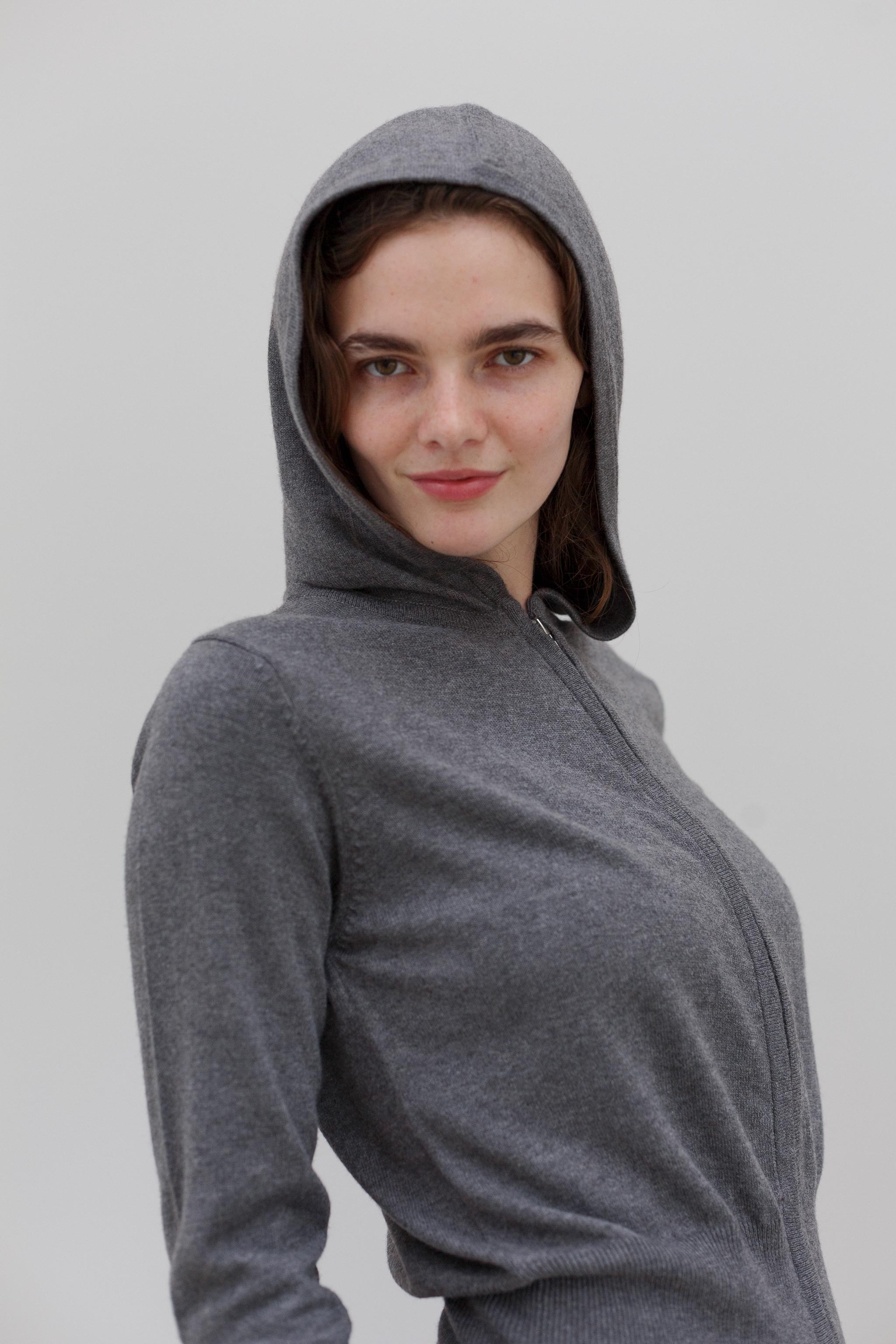 Wes Silk Cotton Hoodie - Marl Grey