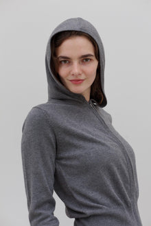 Wes Silk Cotton Hoodie - Marl Grey