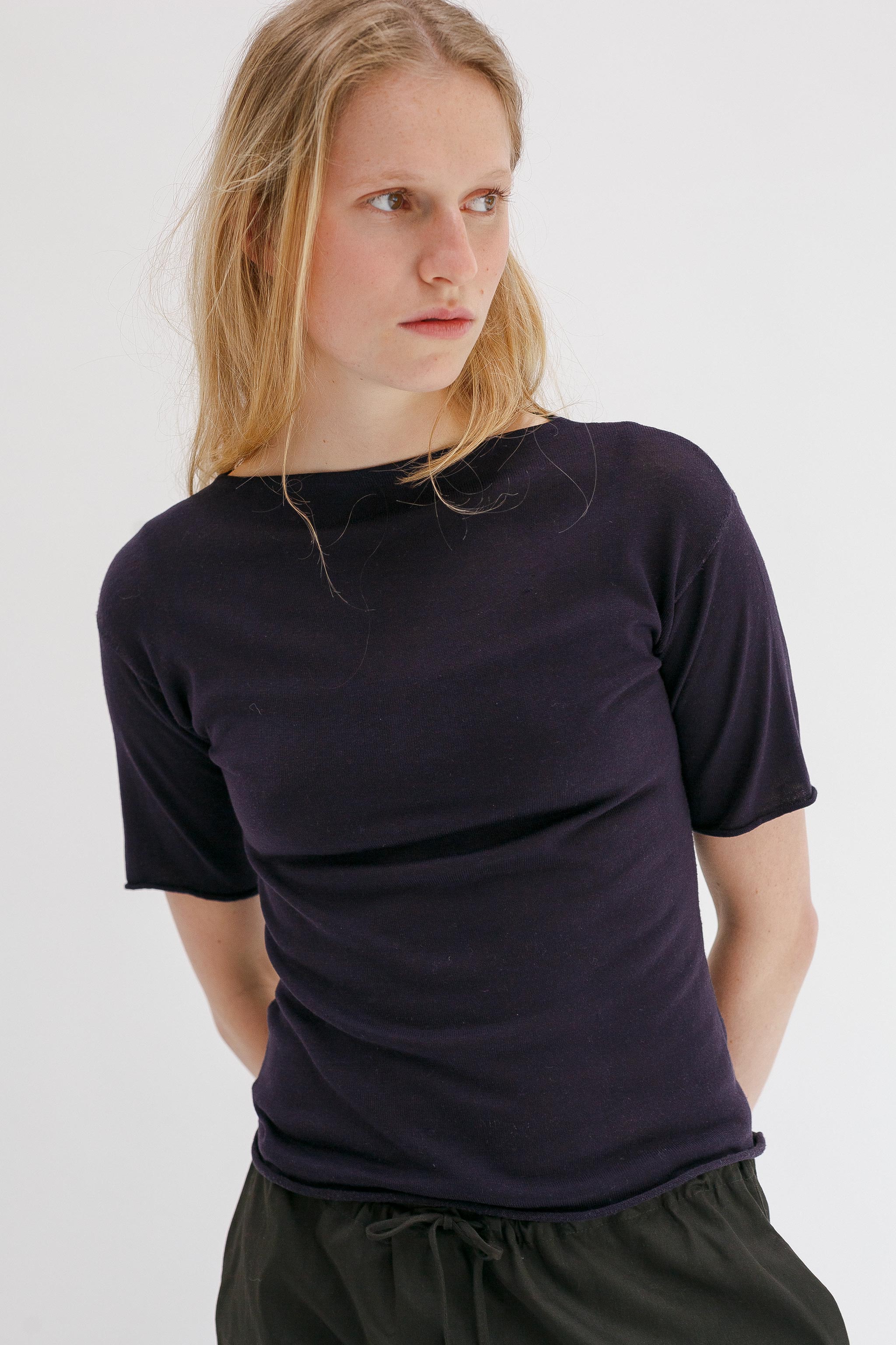 Rolla Silk Cotton Tee - Aubergine