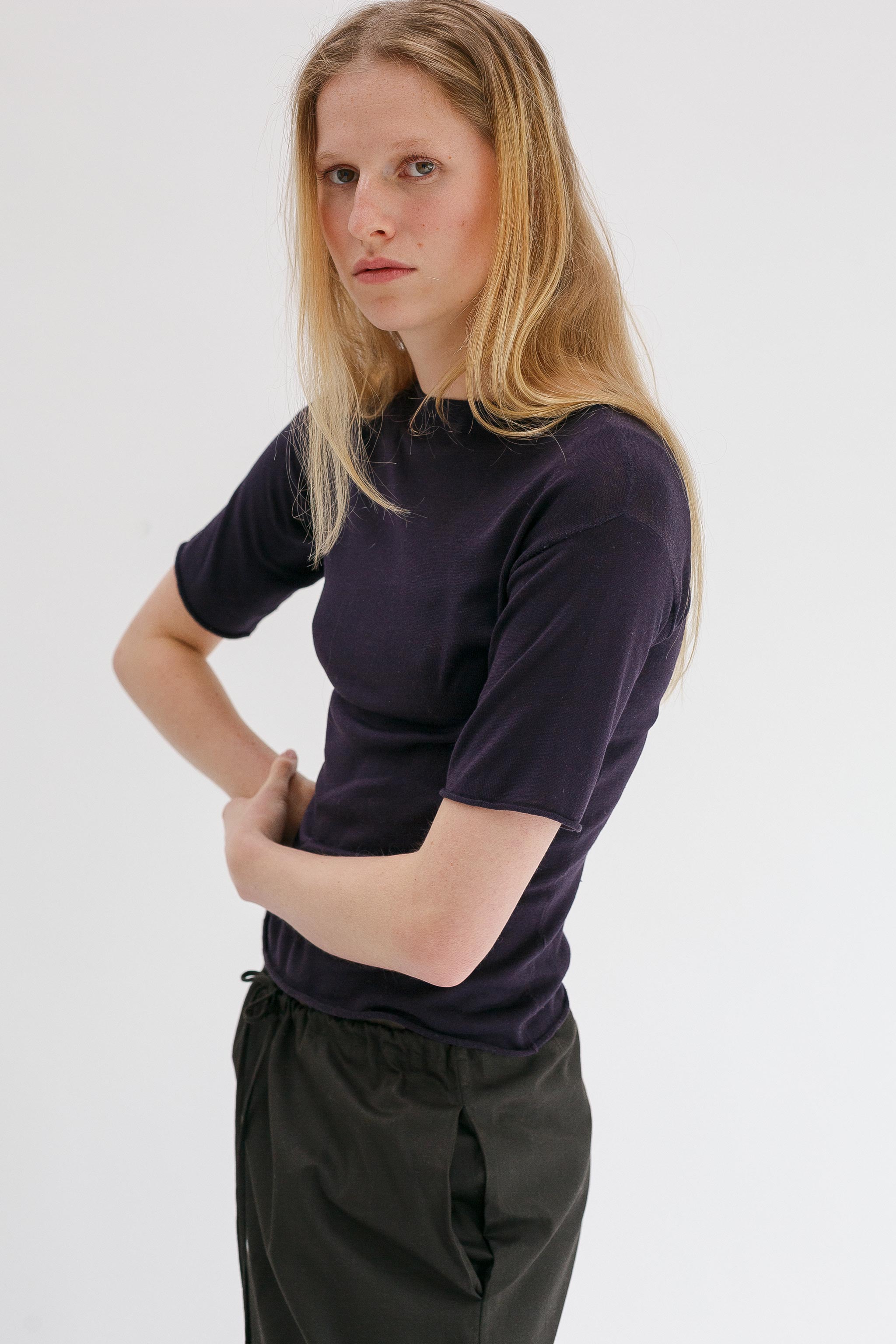 Rolla Silk Cotton Tee - Aubergine