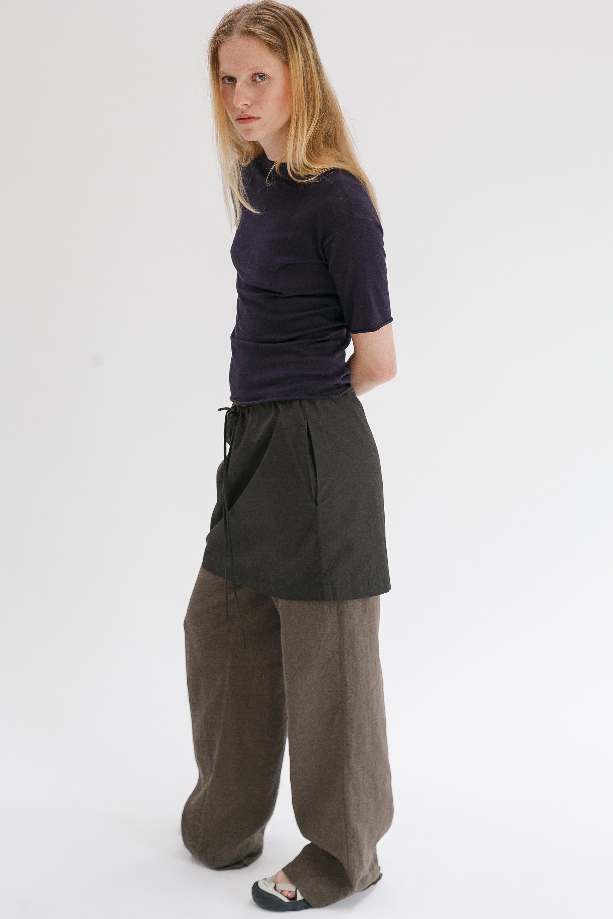 Rolla Silk Cotton Tee - Aubergine