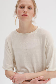 Mink Silk Embroidery Tee - Shell