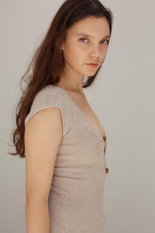 Wha Silk Top - Sand Marl