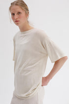 Mink Silk Embroidery Tee - Shell