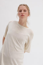 Mink Silk Embroidery Tee - Shell