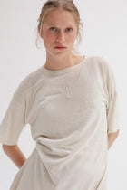 Mink Silk Embroidery Tee - Shell