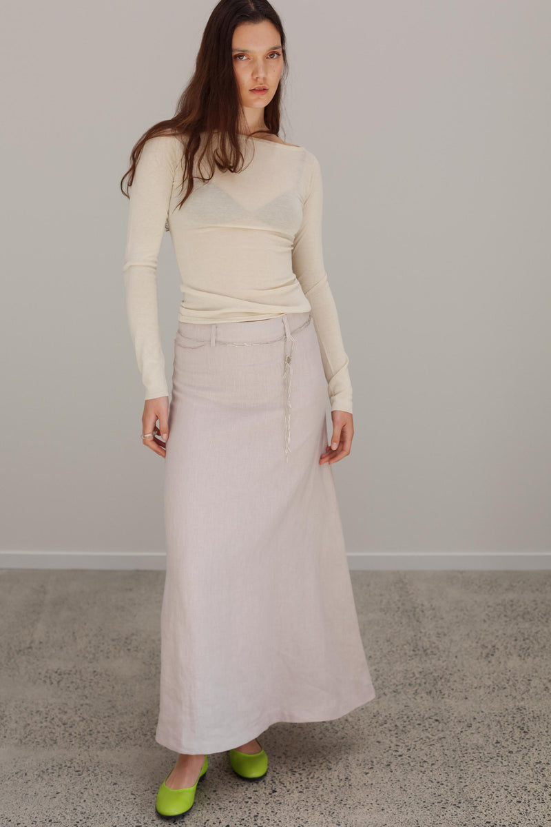 Sedona Linen Skirt - Pearl