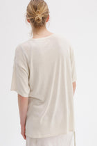 Mink Silk Embroidery Tee - Shell