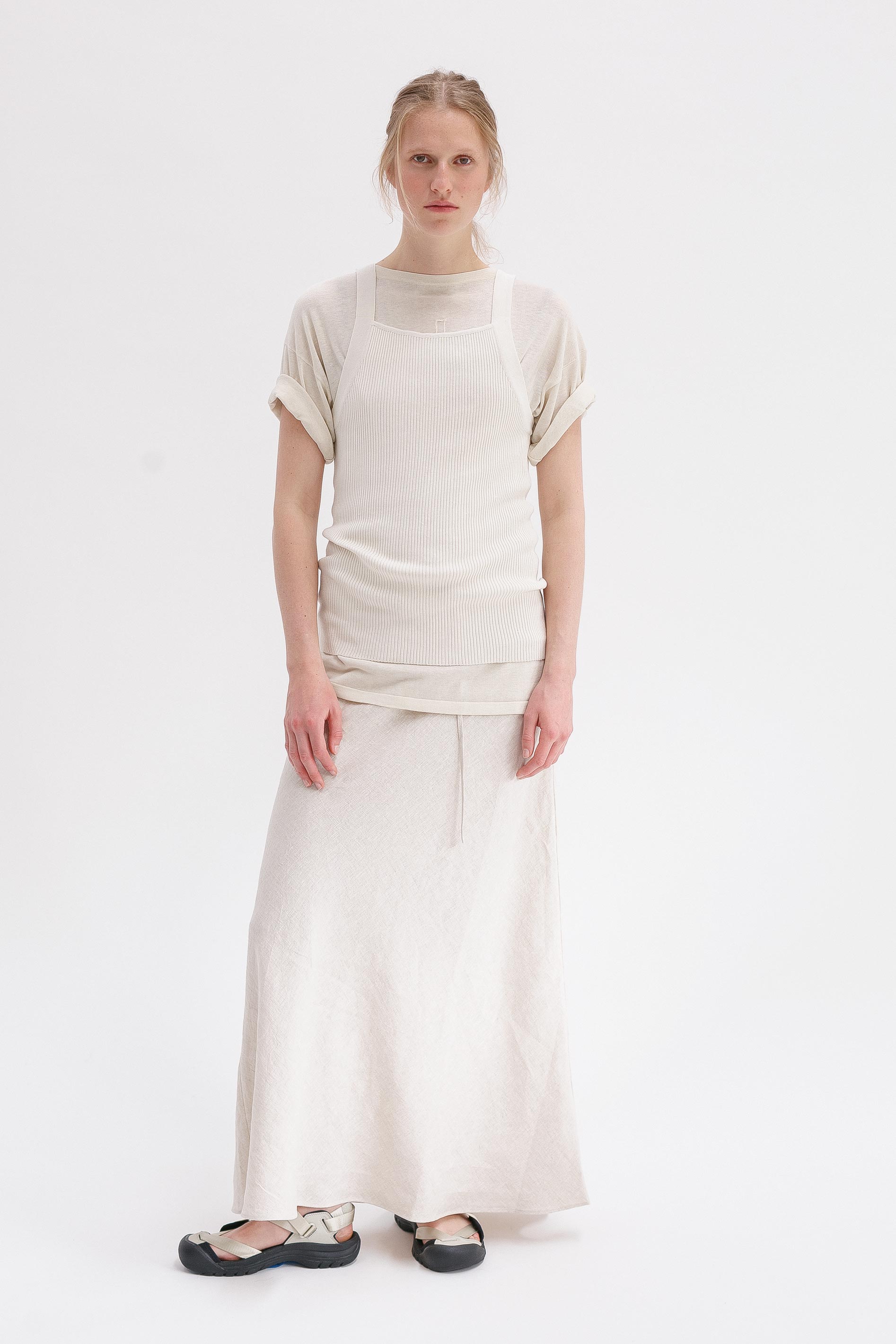 Mink Silk Embroidery Tee - Shell