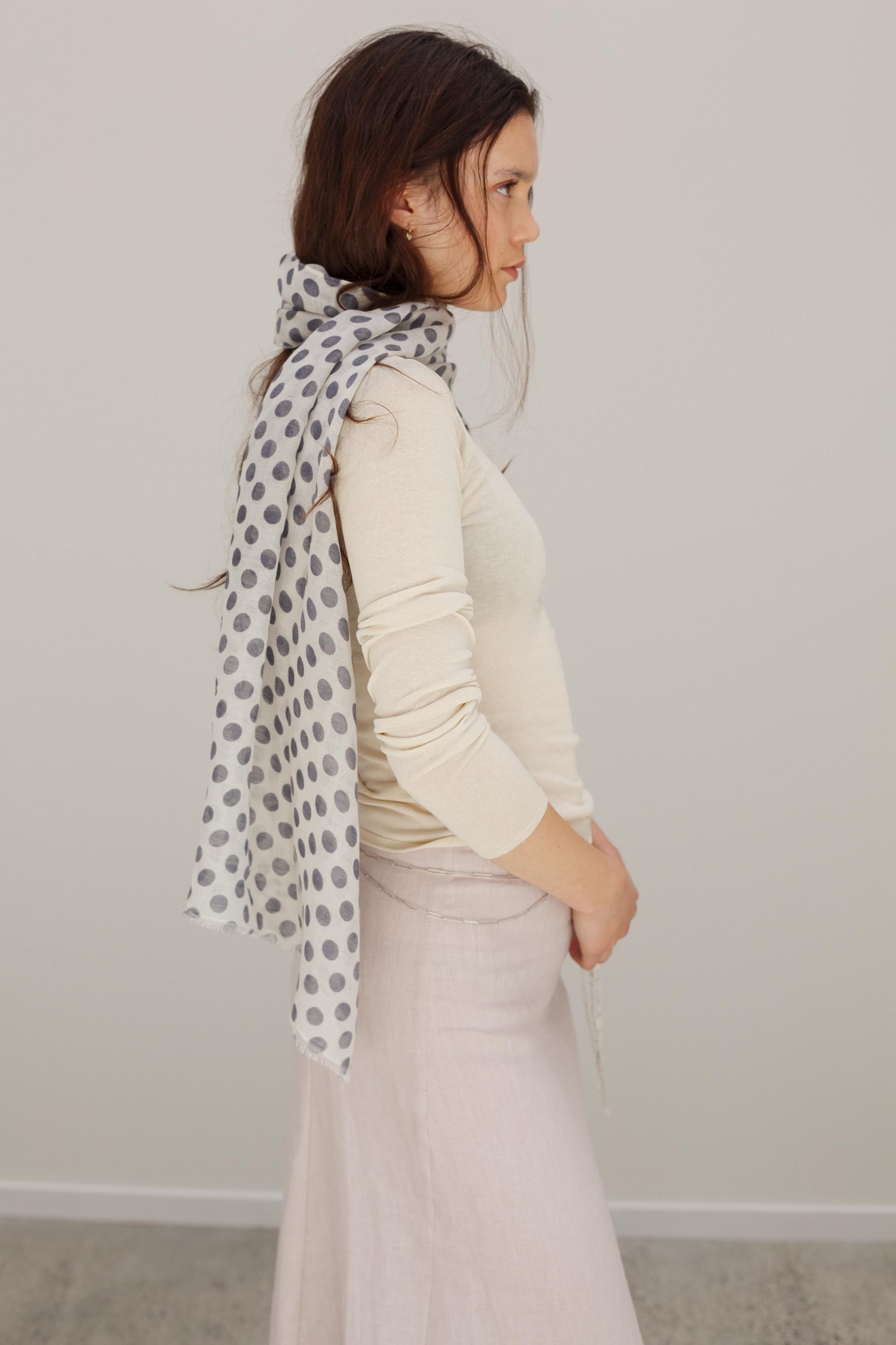 Raffy Cashmere Silk Scarf - Polka Dot