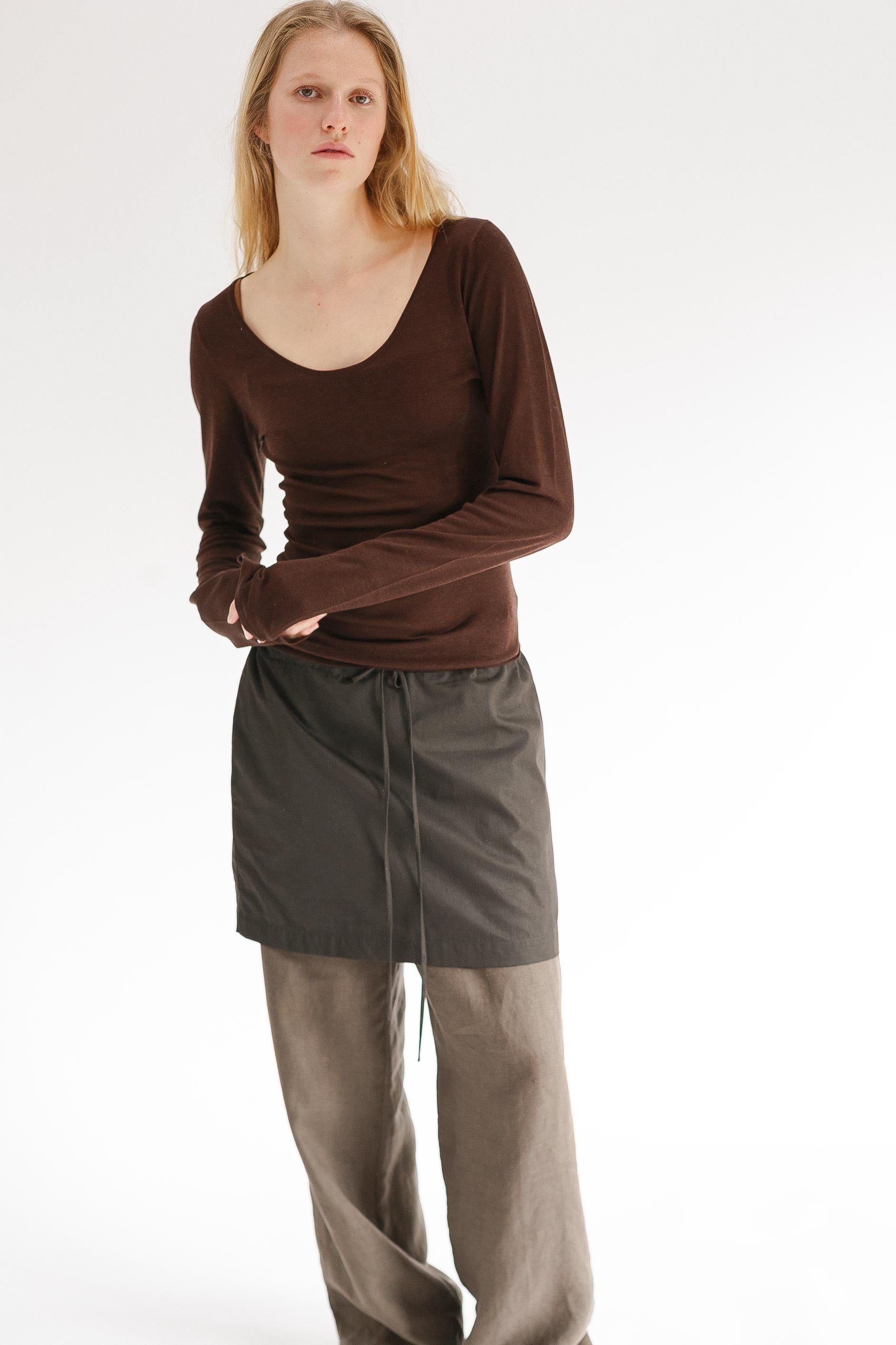 Swan Silk Top - Cacao