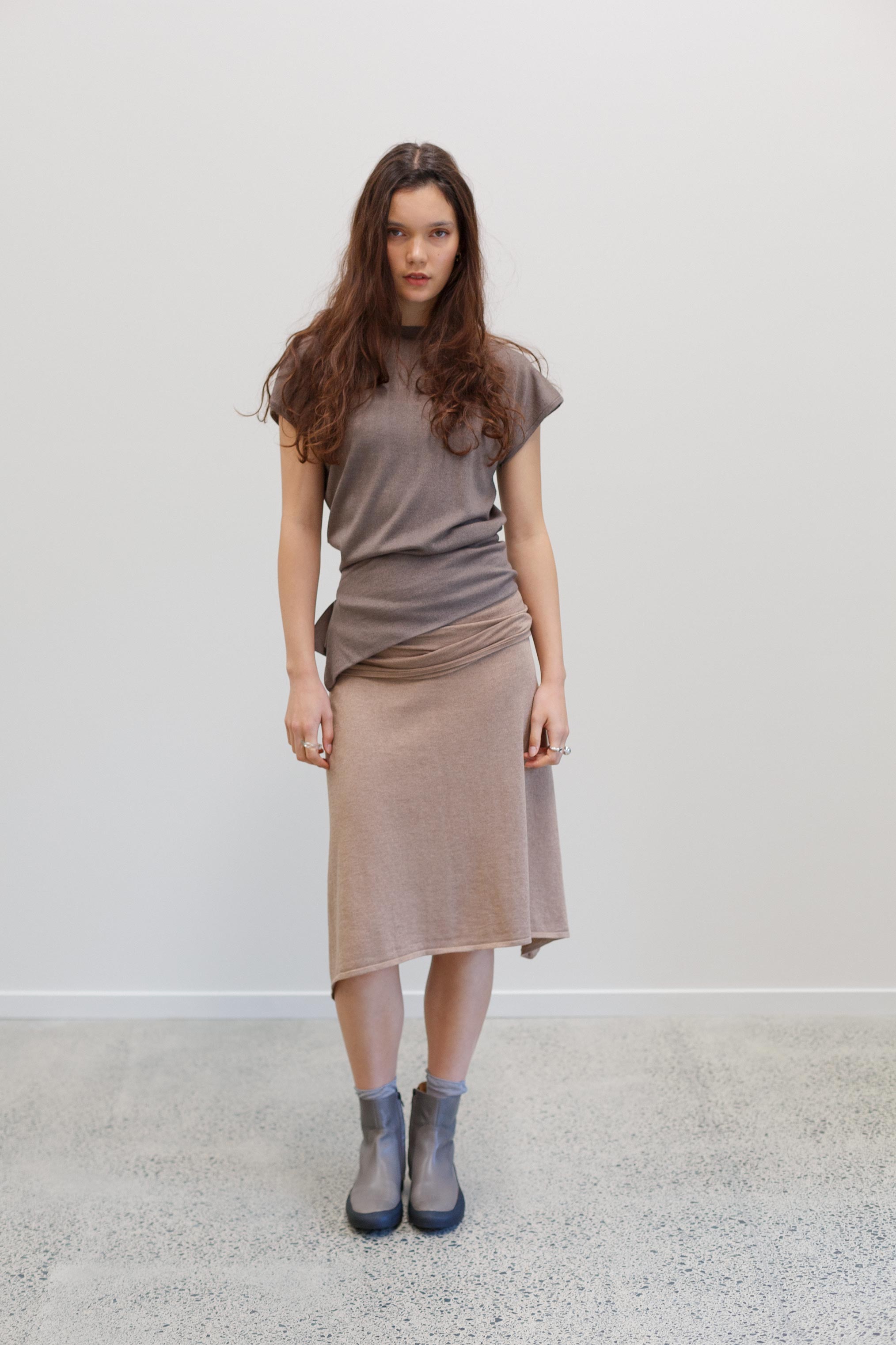 Marlo Silk Cotton Cashmere Skirt - Mink