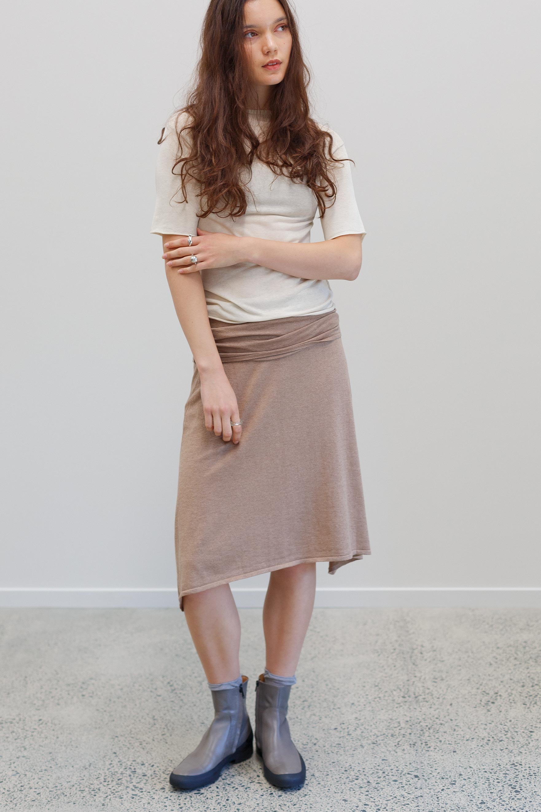 Marlo Silk Cotton Cashmere Skirt - Mink