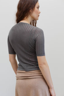 Veins Silk Top - Grey