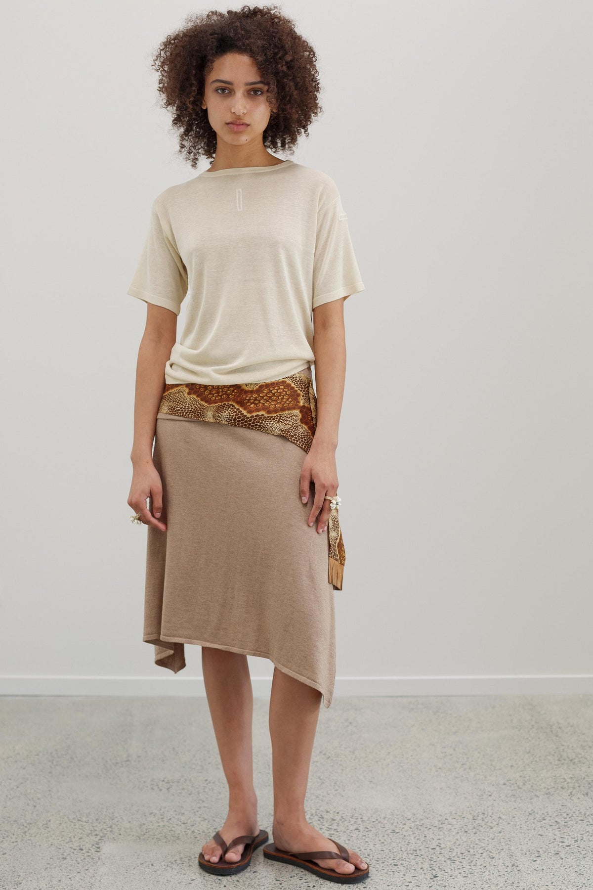 Mink Silk Embroidery Top - Shell