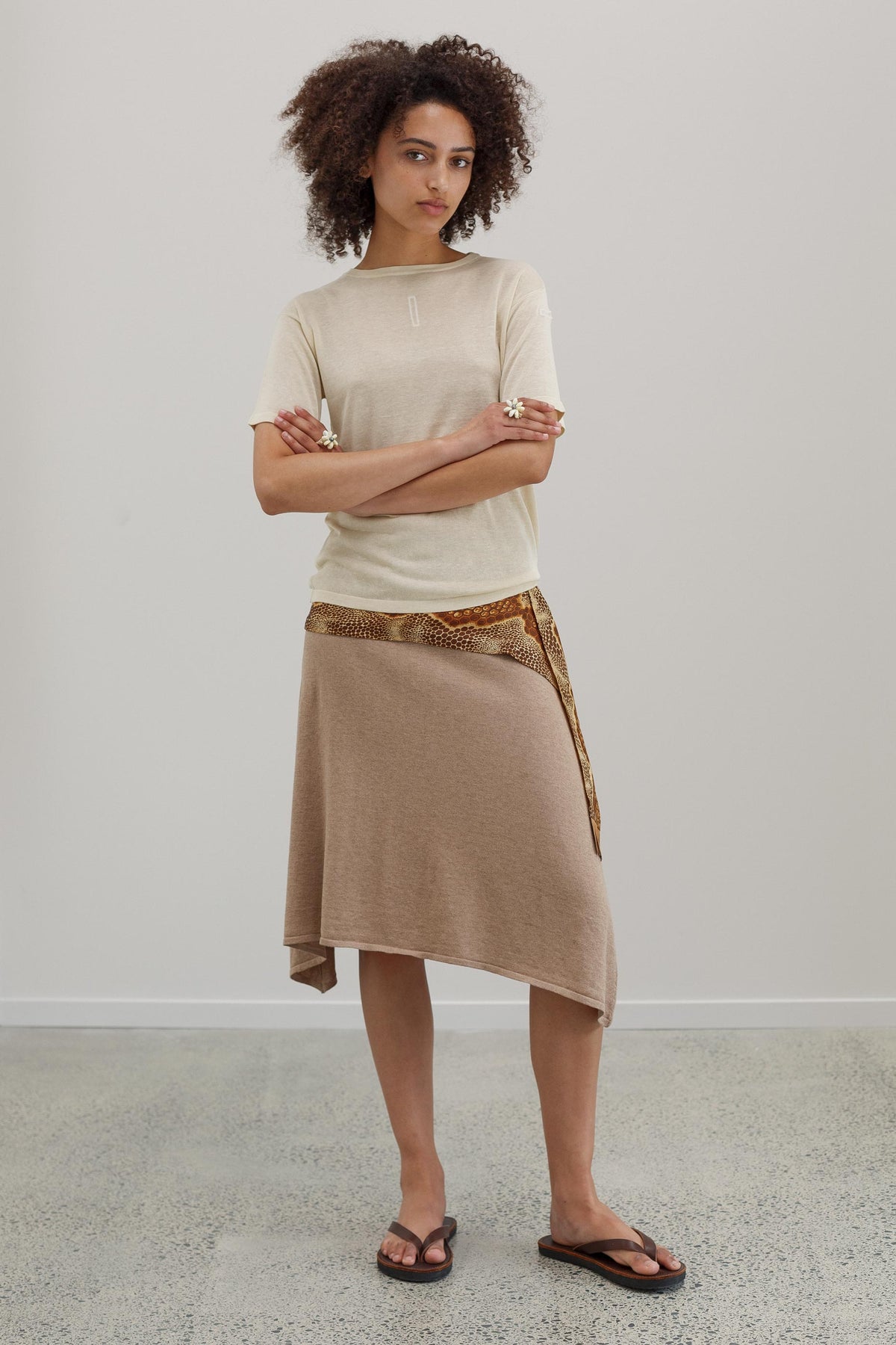 Mink Silk Embroidery Top - Shell