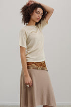 Mink Silk Embroidery Top - Shell
