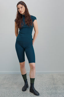 Corazon Silk Cashmere Bike Short - Viridian