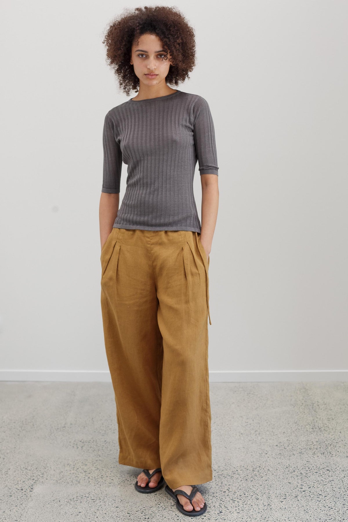 Veins Silk Top - Grey