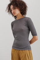 Veins Silk Top - Grey
