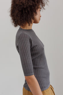 Veins Silk Top - Grey