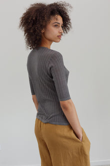 Veins Silk Top - Grey