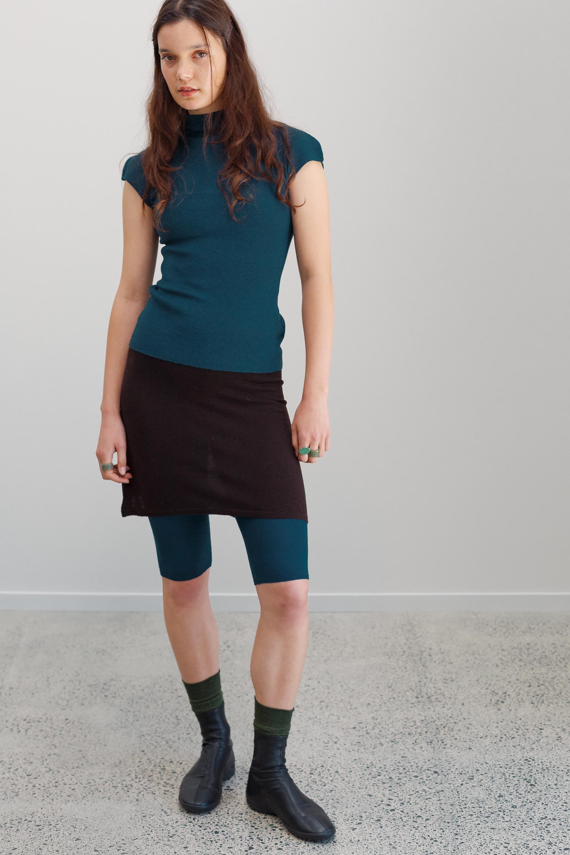 Corazon Silk Cashmere Bike Short - Viridian