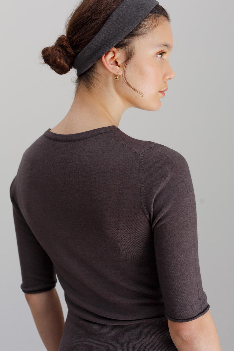 Josephine Merino Top - Dark Marengo