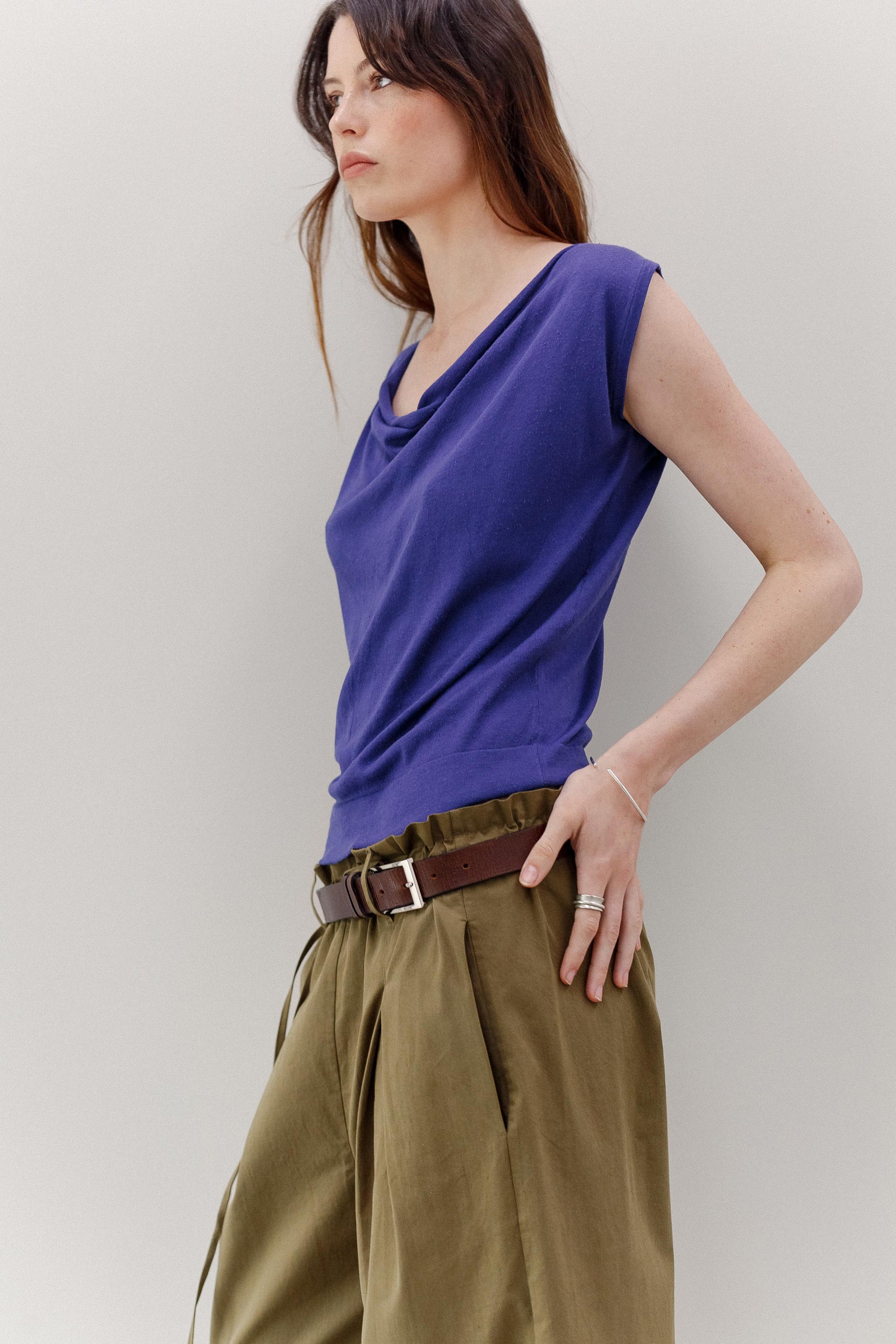 Peace Lily Silk Cotton Top - Royal Purple