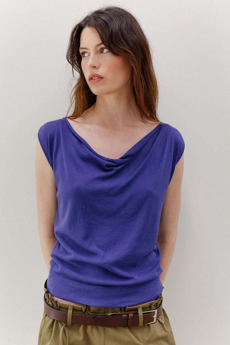 Peace Lily Silk Cotton Top - Royal Purple