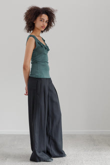 Flower Silk Top - Deep Eucalyptus