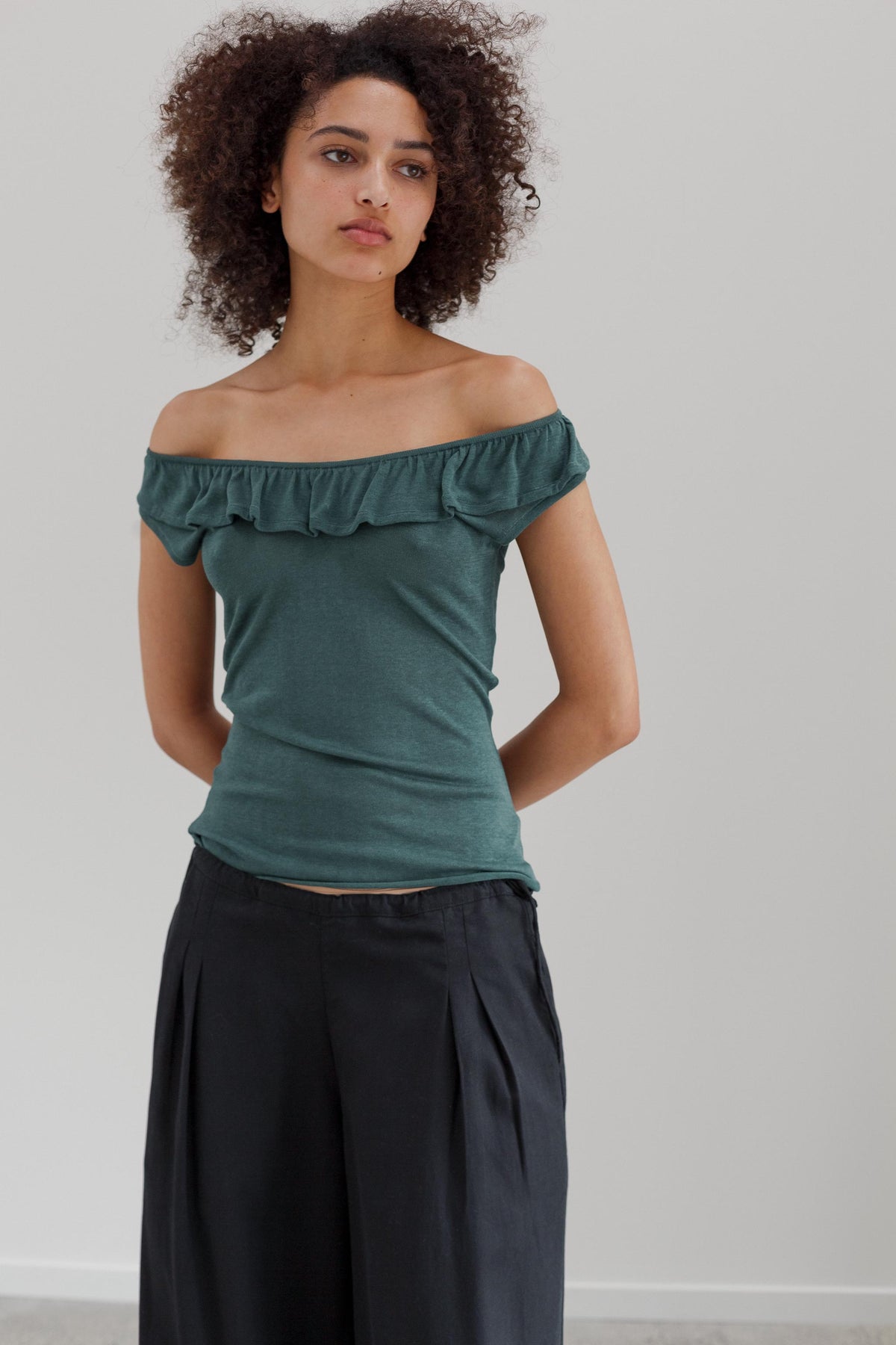 Flower Silk Top - Deep Eucalyptus
