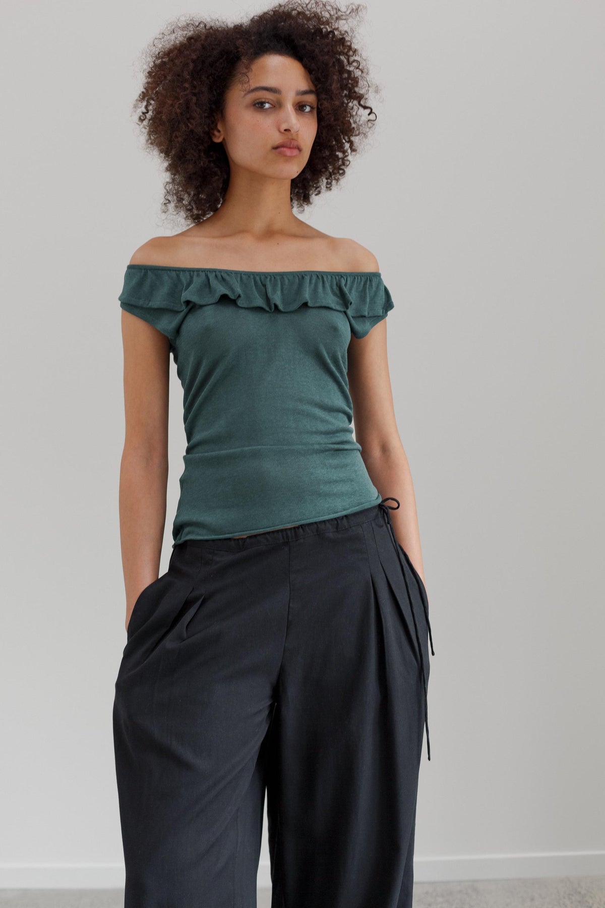 Flower Silk Top - Deep Eucalyptus