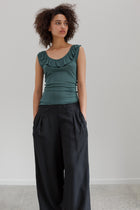 Flower Silk Top - Deep Eucalyptus