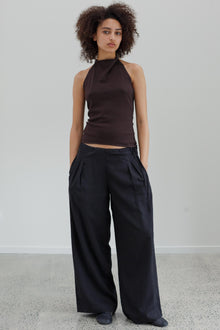 Astra Cotton Cashmere Halter Top - Coffee